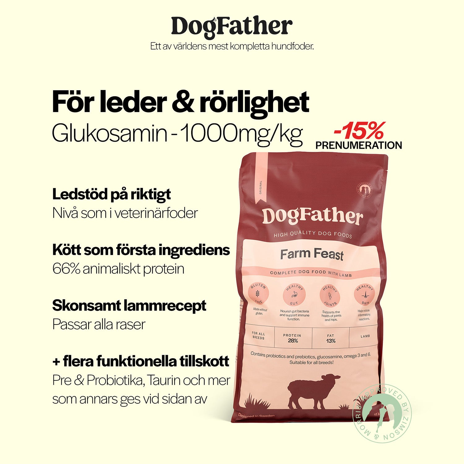 Hundfoder Lamm & Ris, 2kg