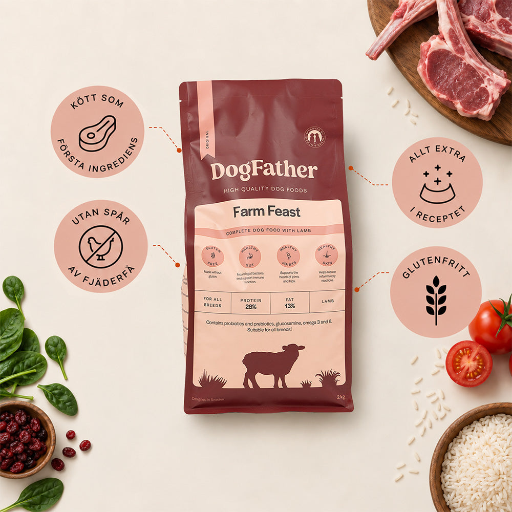 Hundfoder Lamm & Ris, 2kg