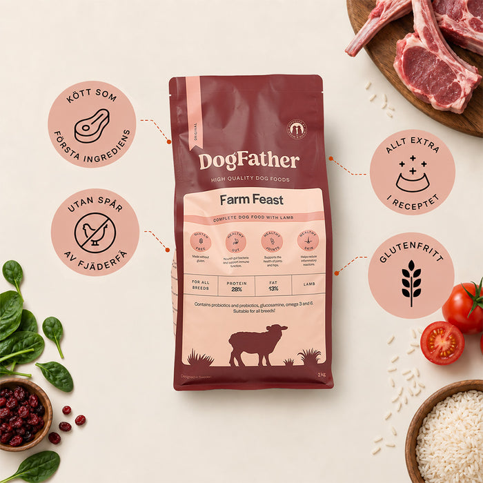 Hundfoder Lamm & Ris, 2kg